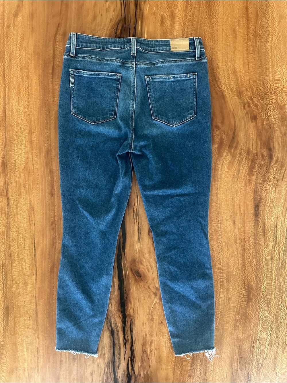 PAIGE Hoxton Ankle Ragged Frayed Hem Skinny Jeans Medium Wash Women's | Size 31 - Picture 6 of 15